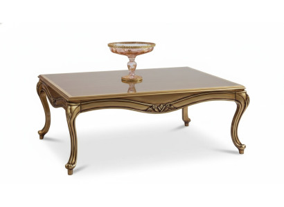 Königlicher Couchtisch Gold Brauner Tisch Barock Rokoko Couchtische Holz