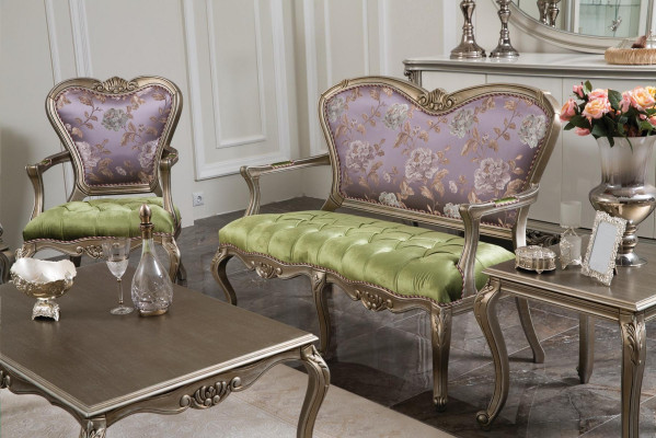 Barock Rokoko Bank Sofa Bunte Bänke Couch Klassische Möbel Chesterfield