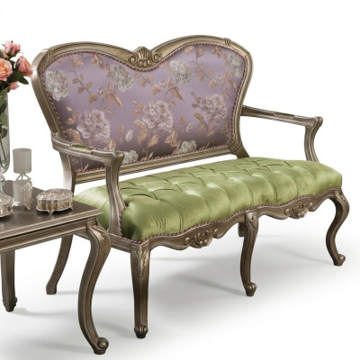 Barock Rokoko Bank Sofa Bunte Bänke Couch Klassische Möbel Chesterfield