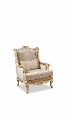 Barock Sessel Gold Beige Sessel Einsitzer Klassische Stil Möbel Samt Holz