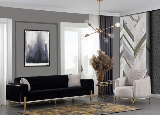 Dreisitzer Couch Möbel Samt Designer Gold Metall Gepolsterte Moderne Couchen Neu