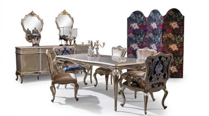 Luxus Esszimmer Set Tisch + 6x Lehnstühle Stuhl Essgruppe Essgarnitur 7tlg