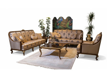 Komplett Set Sofagarnitur 3+3+1 Sitz Couchtisch Designer Couchen Sofa 4tlg
