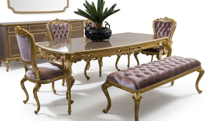 Esszimmer Set Esstisch Klassischer Echt Holz Luxus 4tlg Stuhl Garnitur Gruppe
