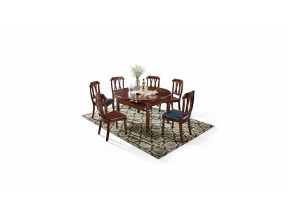 Garnitur Komplett Set Esstisch + 6 Stühle Esszimmer Gruppe Holz Tisch
