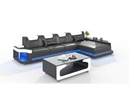 Ecksofa L-Form Polster Leder Wohnlandschaft Couchen Sofas Ecke Luxus Möbel Neu
