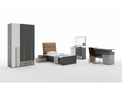 Jugendzimmer Bett Kleiderschrank Kommode Schreibtisch Kleiderschrank 5 tlg Set