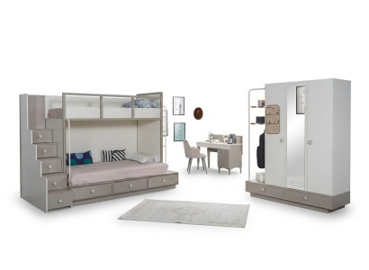 Doppelstockbett Bett Etagen Kinderzimmer Hochbetten Jugendzimmer Hochbett 3tlg.