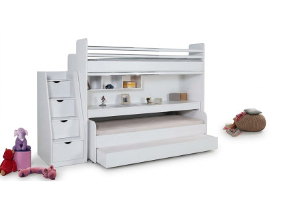 Kinder Etagenbett 3 Betten Hochbett Holz Jugendzimmer Möbel Doppelstockbett Neu
