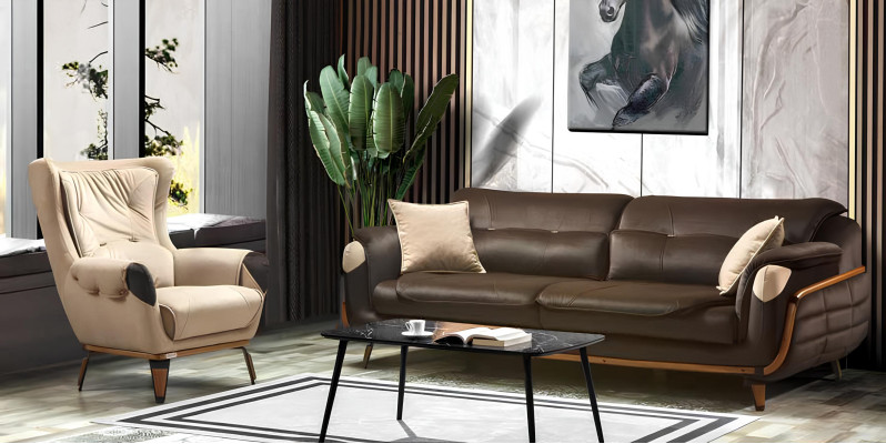 Sessel Sitz Klassisch Fernseh Wohnzimmer Polster Einsitzer Stoff Beige
