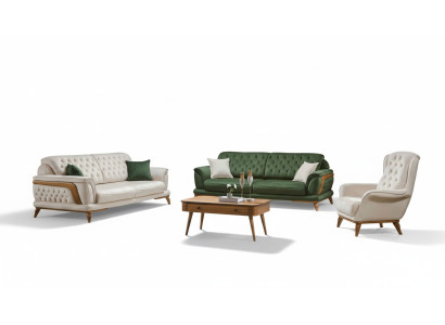Garnitur Luxus Wohnzimmer Sofagarnitur 331 Sitz Sofa Sessel Sofas 3tlg