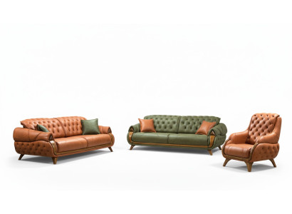 Sofagarnitur 3+3 Sitzer Sofa Couchen Sofas Luxus Gruppe Garnitur 2tlg
