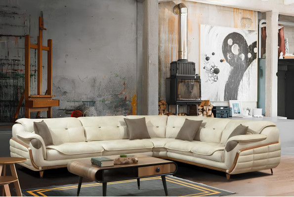 Luxus Ecksofa L-Form Garnitur Sitz Wohnzimmer Polstermöbel Ecke Sofa