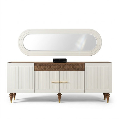 Kommode Schubladen Holz Sideboard Spiegel Massiv Kommoden Wohnzimmer