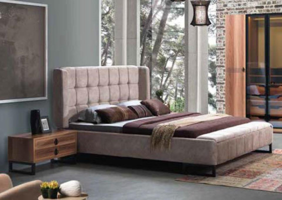 Schlafzimmer Set 5tlg. Luxus Bett 2x Nachttisch Kommode Kleiderschrank Holz Neu