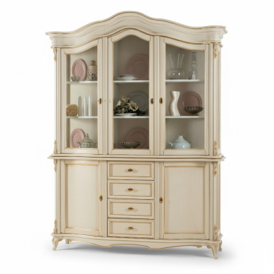 Vitrinen Schrank Echtholz Anrichte Vitrine Massiv Esszimmer Möbel Massive Holz