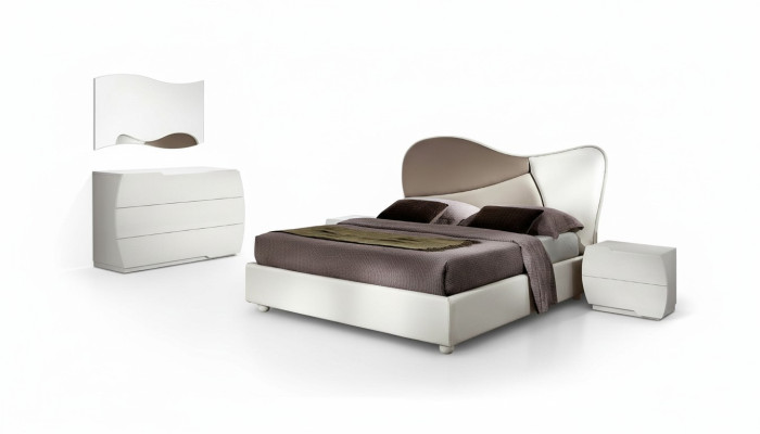 Luxus Doppel Bettgestelle Bett Weiß Doppelbett Leder Holz Modern Design Neu