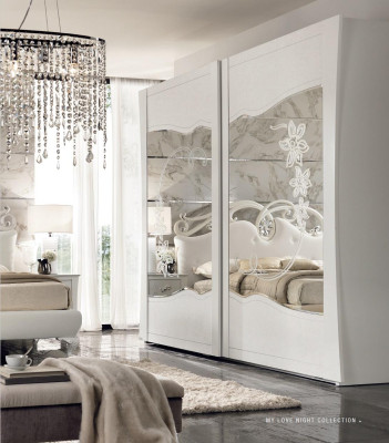 Kleiderschrank Schwebetüren Schlafzimmer Holz Schrank Schränke Holz Spiegel Neu