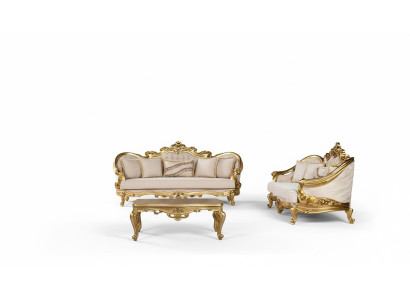 Luxus Sofagarnitur 3+3 Sitzer Sessel Sofas Set Stoff Barock Sitz Gruppe Garnitur