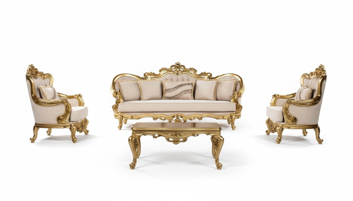 Sofa 3 Sitzer Stoff Dreisitzer Sofas Luxus Wohnzimmer Barock Stil Couch Barock Neu