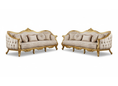 Sofagarnitur 3+3 Sitzer Sofa Sofas Sessel Sitz Garnitur Stoff Wohnzimmer Barock