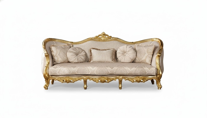 Dreisitzer Sofa 3 Sitzer Barock Rokoko Sofa Sofas Sessel Sitz Stoff Stil couch