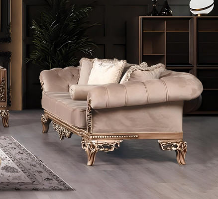 Sofagarnitur 3+3 Sitzer Chesterfield Sofa Sessel Luxus Set Stoff Garnitur 2tlg