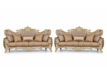 Sofagarnitur 3+3 Sitzer Sofa Sessel Sofas Relax Luxus Set Wohnzimmer Barock 2tlg