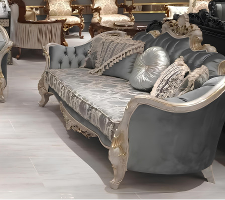 Dreisitzer Sofa 3 Sitz Couch Möbel Klassisch Sofas Stoff Stil Barock Rokoko Neu