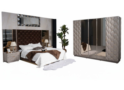 Doppelbett 2 Nachttische Kleiderschrank Schlafzimmermöbel Set 4tlg.