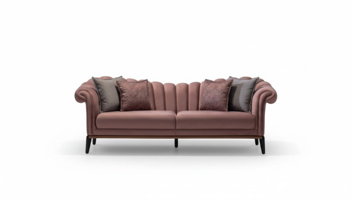 Italienischer Stil 2 Sitzer Wohnzimmer Couch Sofa Polster Sitz Textil Rosa Neu