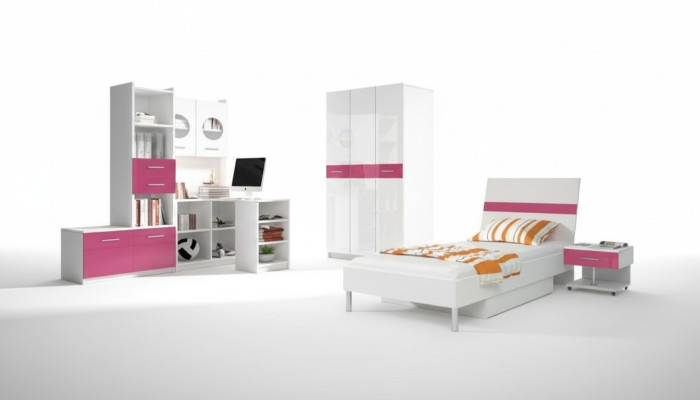 Kinderzimmer Rosa Mädchen Schrank Bett Tisch Holz 5tlg. Schlafzimmer
