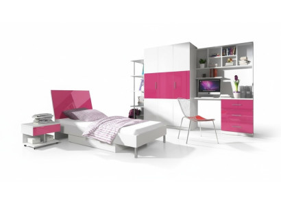 Rosa Kinderzimmer Set Bett Nachttisch Schrank Schreibtisch Bücherregal Neu 5tlg.