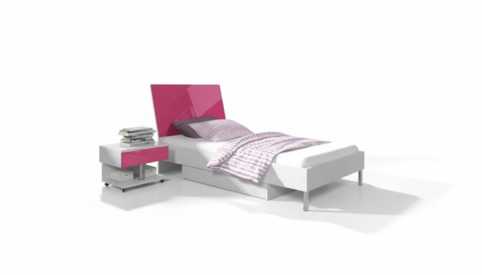Bett + Nachttisch Kinderzimmer Schlafzimmer Möbel Betten 2tlg Set Rosa