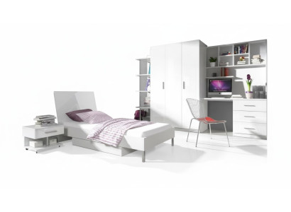 Modernes Kinderzimmer Set Bett Nachttisch Schrank Schreibtisch Bücherregal 5tlg.