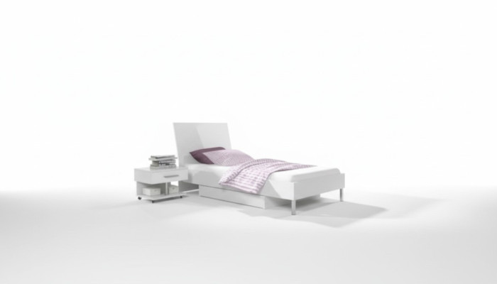Bett + Nachttisch - Schlafzimmer Kinderzimmer Möbel Betten weiß 2tlg Set