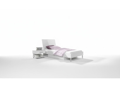 Bett + Nachttisch - Schlafzimmer Kinderzimmer Möbel Betten weiß 2tlg Set