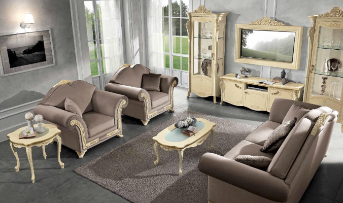 Sofa 3 Sitzer Luxus Möbel Wohnzimmer Dreisitzer Klassischer Design Italienisch