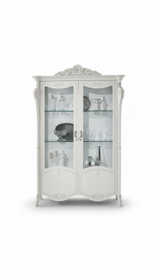 Vitrine Weiß Glasschrank Design Klassische Schrank Luxus Holz Möbel Vitrinen Neu