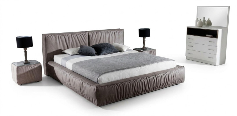 Schlafzimmer Set Braun Bett Nachttisch Elegantes Design Modern Holz Mobel 3tlg