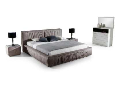 Schlafzimmer Set Braun Bett Nachttisch Elegantes Design Modern Holz Mobel 3tlg