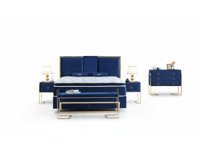Bett Blau Metall Möbel Design Elegantes Schlafzimmer Möbel Luxus Modern Neu