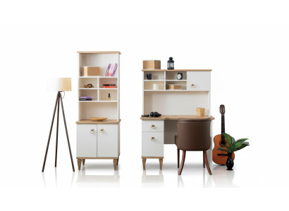 Büro Set Schreibtisch Beige Bücherregal Schreibtische Sekretär Design 2tlg. Neu