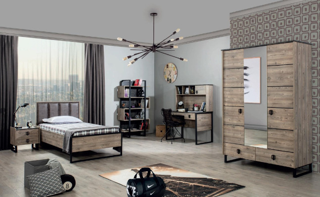 Schreibtisch Modern Holz Jugend Kinderzimmer Braun Möbel Design Schlafzimmer Neu