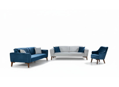 Sofagarnitur 3+3+1 Sitzer Komplette Sofa Sessel Textil Sofas Set 3tlg
