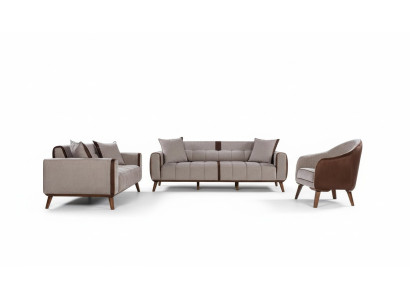Sofagarnitur 3+3+1 Sitz Sofas Polster Möbel Couchen Textil Gruppe