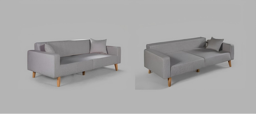 Wohnzimmer Couch Dreisitzer Sofa 3 Sitz Polster Textil Grau Möbel
