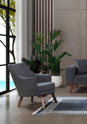 Sofagarnitur 3+3+1 Sitz Design Sofas Polster Couchen Grau Möbel 3tlg