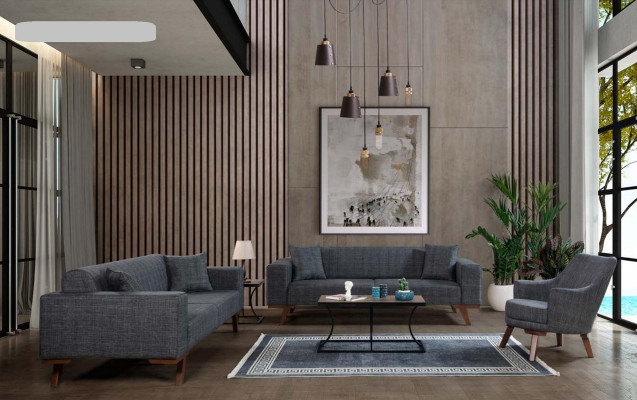 Design Wohnzimmer Sessel Einsitzer Moderner Grauer Polster Möbel