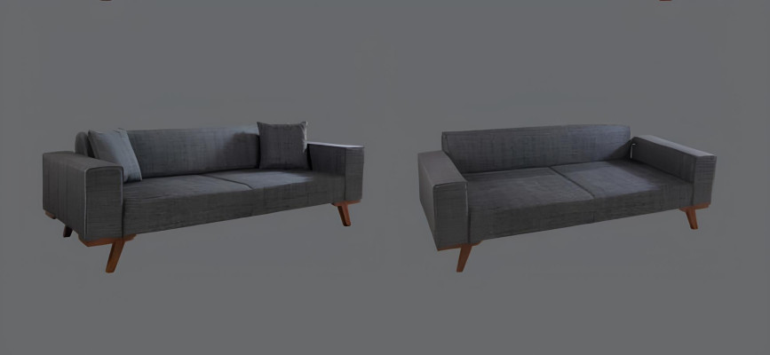 Schwarz Sofa 3 Sitzer Textil Couch Dreisitzer Polster Möbel